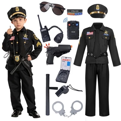 14PCS Halloween Police Costume for Kids, Toddler RolePlay Outfit 5-7 yrs - Image 1 of 4