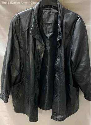 Jacqueline Ferrar Womens Black Leather Long Sleeve Button Front Jacket Size 1X - Image 1 of 4