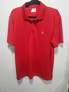 IZOD Golf Polo Shirt Mens Size Large Red Short Casual Sleeve Logo Slit Collared - Picture 1 of 10