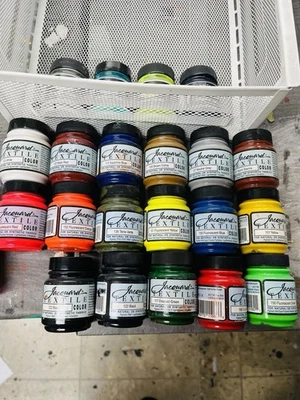 17 Set Of Jacquard Textile Acrylic Paint + 4 Sneakers Paint + Fabric  Medium - Image 1 of 4