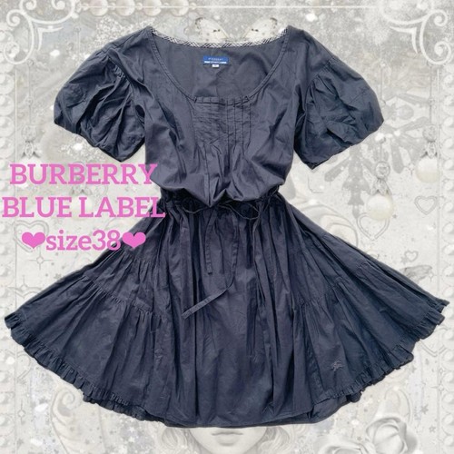 Mini abito Burberry etichetta blu lunghezza ginocchio volant manica a sbuffo