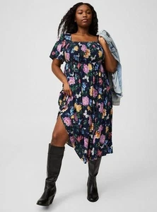 TORRID Pink Floral A-Line Midi Dress Size 1- NWT - Picture 1 of 13