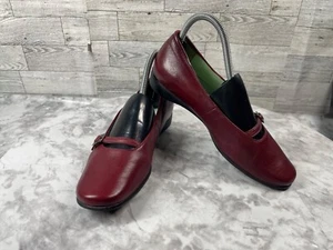 Mephisto Mary Jane Flats Women 7M Shoes Red Leather Slip On Comfort Loafers - Picture 1 of 21