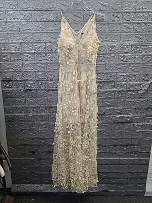 Nuevo Maxi Vestido Xscape Sin Mangas Cuello en V Malla 3D Apliques Bordado Talla 2 Foto 1 de 4