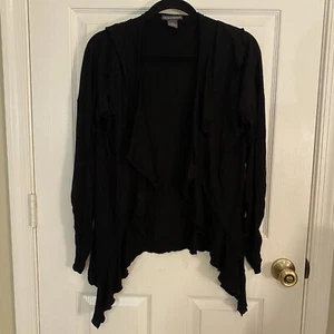 Chelsea & Theodore Womens Open Front Black Cardigan Snap Shirt Sweater Sz Medium - Picture 1 of 13
