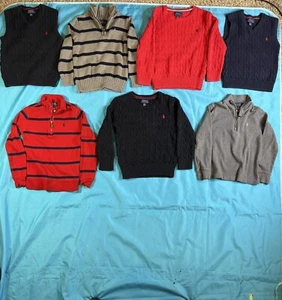 Polo Ralph Lauren Lot Of 7 Boys Size 5 & 6 Sweater Vest Long Sleeve - Picture 1 of 19
