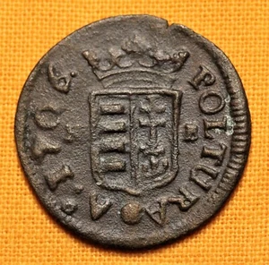 Medieval Transylvanian Coin - Rakoczi Ferenc II.  Bronze Freedom Poltura 1706. - Picture 1 of 2