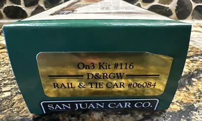 San Juan Car Co. On3 Scale Kit #116 D&RGW Rail & Tie Car #06084 w/Trucks NIB! - Image 1 of 4