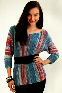 Sideways Knit Easy Sweater Qualität laminiert DK Strickmuster 26-46 inch - Bild 1 von 1