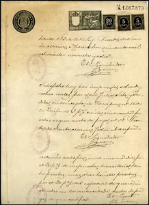 España./ Fiscales 1898. Alemany 0 21 + 24. Sobre documento fiscal.(Imp Guerra) - Picture 1 of 1