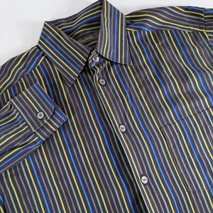 Ermenegildo Zegna Men’s L Large Striped Italy Cotton Button Up Long Sleeve Shirt - Picture 1 of 9