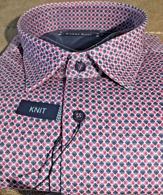 NWT Stone Rose men's size Large long sleeve button down Knit Shirt Geo/Diamonds - Image 1 of 4