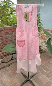 Vintage 1940's Pink Pinafore Apron Madeira Voile Country Cottage Shabby - Picture 1 of 13