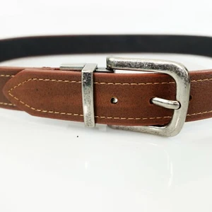 Columbia Belt Boy Size 26 Brown Leather Formal Dress Reversible Buckle JAKL - Picture 1 of 11