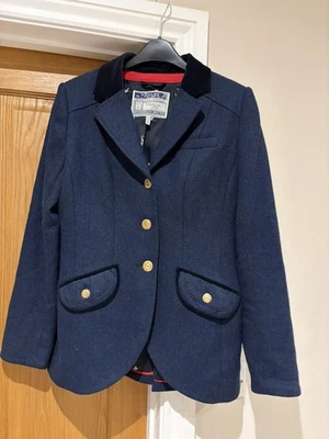 JOULES Tweed Jacket UK 12 Navy Parade Blazer Hacking Herringbone Country - Image 1 of 4