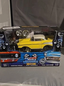 *READ*Muscle Machines 1:24 '57 Chevy - Yellow Real Steel Braided Fuel Lines  - Picture 1 of 18