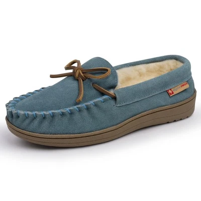 Zapatillas mocasín Alpine Swiss Sabine para mujer gamuza genuina casa zapato memoria Foto 1 de 4