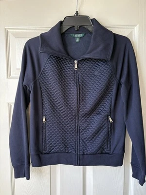 Lauren Ralph Lauren Mujer Cremallera Chaqueta de Pista Suéter Acolchado Azul Talla S/P  Foto 1 de 4