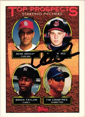 Alan Embree Signed 1993 Topps PROSPECT MLB Baseball Card #242 AUTO Indians RC - Image 1 of 2