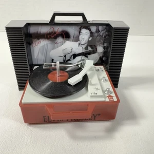 Elvis Presley Animado Reproductor de Discos Ornamento Reproduce Azul Gamuza Zapatos y Santa - Imagen 1 de 6