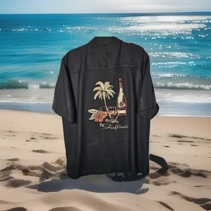 Luau Mens Finest Silk Black Camp Shirt XL Embroidered Limited Ed. GOLF COCKTAILS - Picture 1 of 10