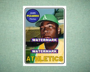 Carta artistica baseball personalizzata Juan Pizarro Oakland Athletics stile A's 1969 - Foto 1 di 2