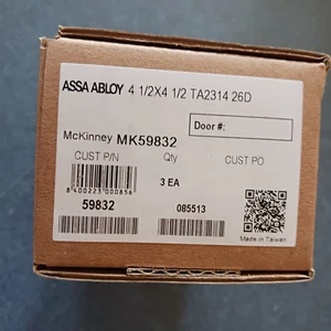 ASSA ABLOY Stainless Steel Hinges 4-1/2"x4-1/2" TA2314 26D, McKinney MK59832 (3) - Picture 1 of 3
