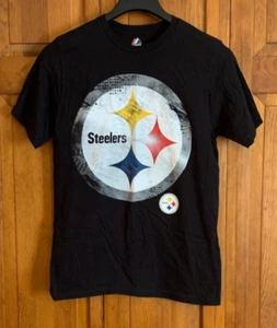 Men's Majestic Short Sleeve Black "Steelers" Cotton T-Shirt Tag Size M - Picture 1 of 4
