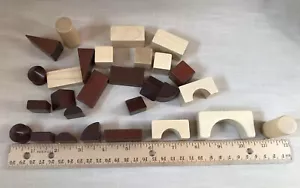 Wooden Toys Mini Small Wood Blocks 28 pc, 3/4-2 1/2" Building Block Handcrafted - Picture 1 of 6