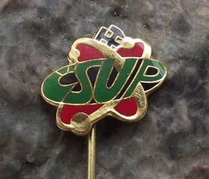 Czech Uranium Mines CSUP Mining Nuclear Power Atom Electron Orbit Logo Pin Badge - Picture 1 of 2