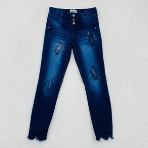 Jordache Kid's Jeans Size 12 Blue Stylish Embroidery Low Rise Distressed Skinny - Picture 1 of 6