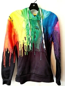 Drip Paint Unisex Kids Hoodie Kangaroo Pocket Preshrunk Cotton & Spand Sm #12376 - Picture 1 of 6