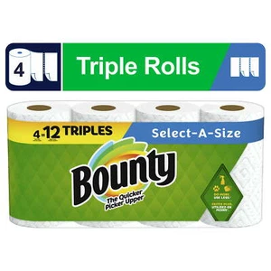 Bounty Select-a-Size Paper Towels 4 Triple Rolls White