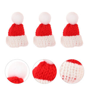  20 Pcs Yarn Christmas Mini Hat Knitting Finger Small Santa Hats for Dolls