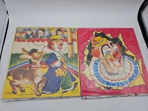 2 Vintage 6 piece tray puzzle 1961 Sifo Co. Circus Clown and Donkey, Clown - Picture 1 of 3