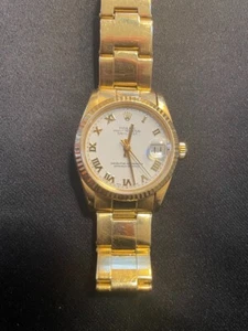 Rolex Oyster Perpetual Datejust 31mm 18K Gold Ladies Watch (68278) - Picture 1 of 6