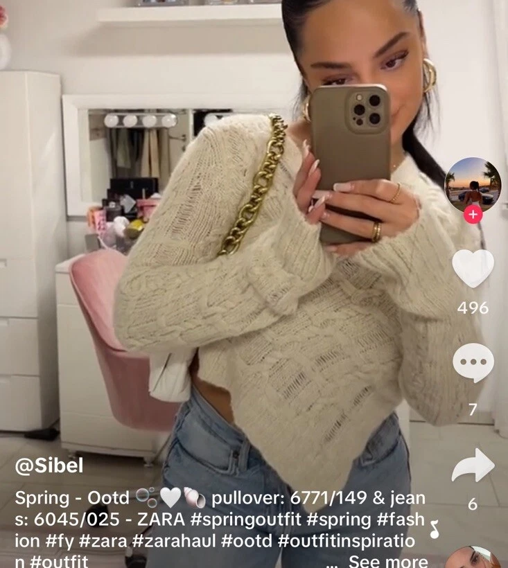 Zara Cable Knit Vest In Ivory Size XL 6771 / 310