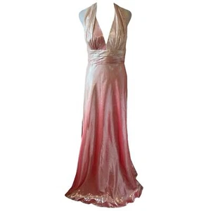 NWT David Meister Metallic Pink Ombré Halter Neck Gown Size 8 - Picture 1 of 10