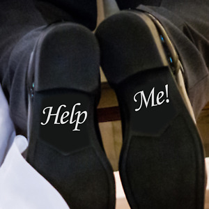 "HELP ME" - Shoe decals | Removable Vinyl Shoe Decal Stickers Labels Wedding Day