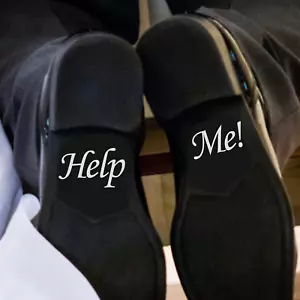 "HELP ME" - Schuhaufkleber | Abnehmbare Vinyl Schuh Aufkleber Aufkleber Etiketten Hochzeitstag - Bild 1 von 3