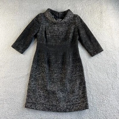 Vestido Teri Jon Rickie Freeman para mujer 6 negro blanco midi funda tweed lana capucha Foto 1 de 4