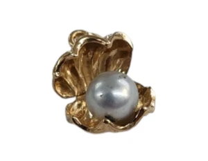 14K Gold Clamshell Pearl Pendant Charm (Pearl Factory HAWAII ) - Picture 1 of 8