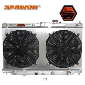 SPAWON Radiator + Fan Shroud For Honda Accord Prelude 2.2L L4 1990-1996 AT 2 Row - Picture 1 of 8