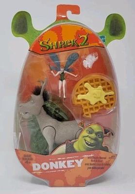 2004 Hasbro Shrek 2 Donkey Figure Fairy Waffle Base Dreamworks With Kick Action - Image 1 of 4