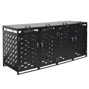 Mülltonnenbox Müllbox Mülltonnenverkleidung 4 Türen Box Anthrazit mit Deckel - Bild 1 von 12