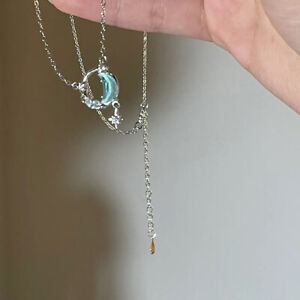 Pendentif lune creuse mode coréenne collier chaîne couleur argent pour femmes bijoux