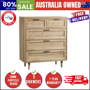 5 Chest of Drawers Dresser Chest Storage Cabinet Tallboy Natural - Picture 1 of 9