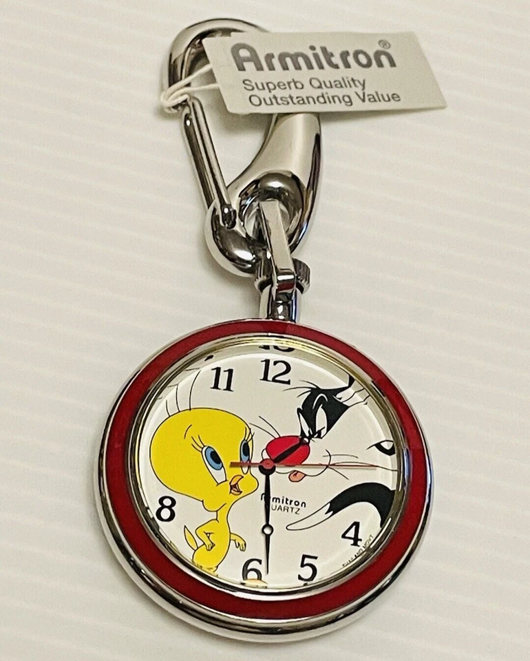 ARMITRON LOONEY TUNES SYLVESTER & TWEETY Quartz Pocket Fob Watch 2200/280