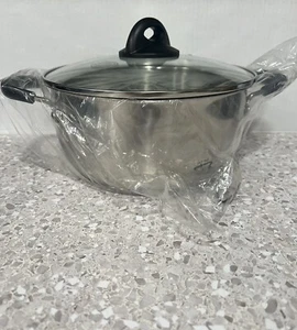 Tramontina Stainless Steel 5Q 4.7L TRI-PLY BASE With Lid , Pot, Cooking NEW - Picture 1 of 15