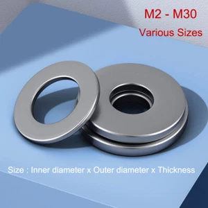 Juntas planas de acero inoxidable A2 M2-M30 varios tamaños ID x OD x grosor - Imagen 1 de 8